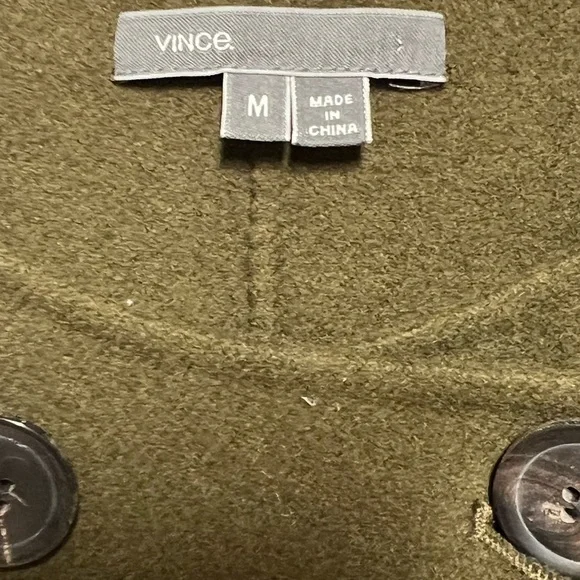 Vince Olive Double Breasted  Lightweight Spring Wool Trench Coat Sz M - Picture 5 of 5